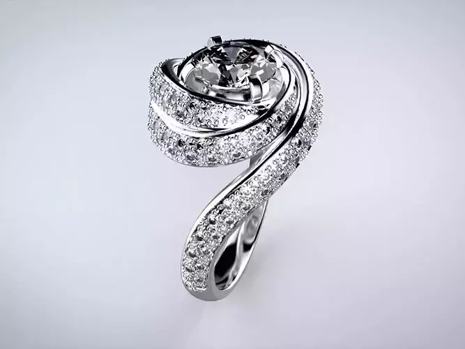 Engagement Swirl Ring spiral 3D print model