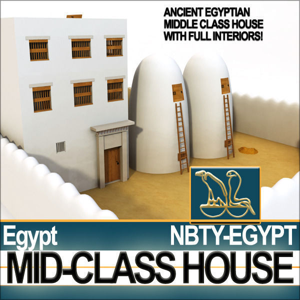 Ancient Egyptian Middle Class Complete House and Set Inter 3D model_28