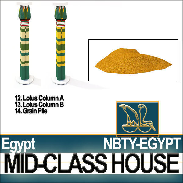 Ancient Egyptian Middle Class Complete House and Set Inter 3D model_24