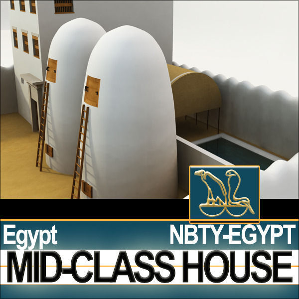 Ancient Egyptian Middle Class Complete House and Set Inter 3D model_4