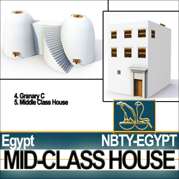 Ancient Egyptian Middle Class Complete House and Set Inter 3D model_23