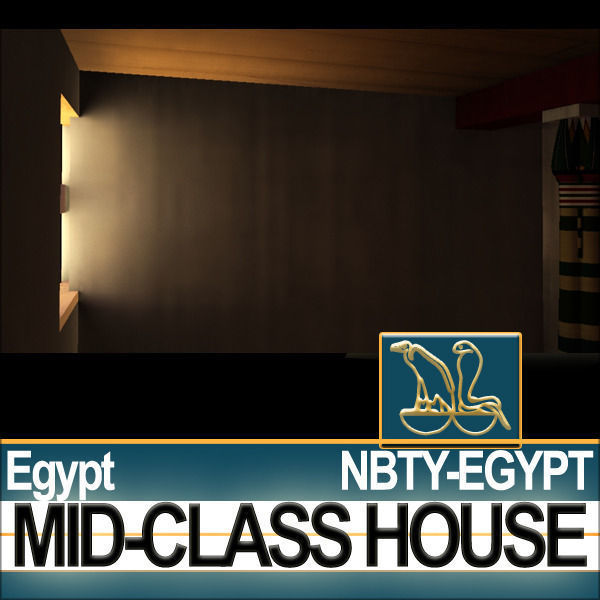 Ancient Egyptian Middle Class Complete House and Set Inter 3D model_9