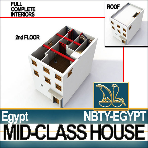 Ancient Egyptian Middle Class Complete House and Set Inter 3D model_15