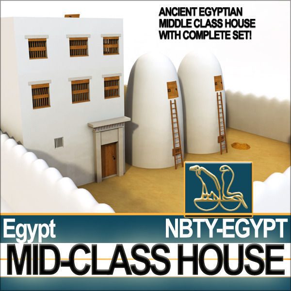 Ancient Egyptian Middle Class Complete House and Set Inter 3D model_6
