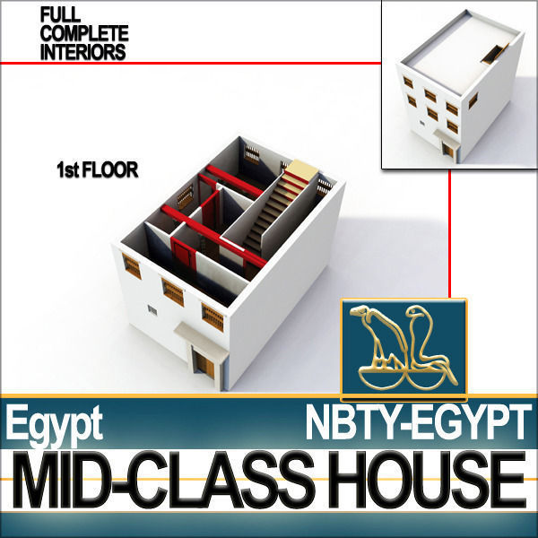 Ancient Egyptian Middle Class Complete House and Set Inter 3D model_18