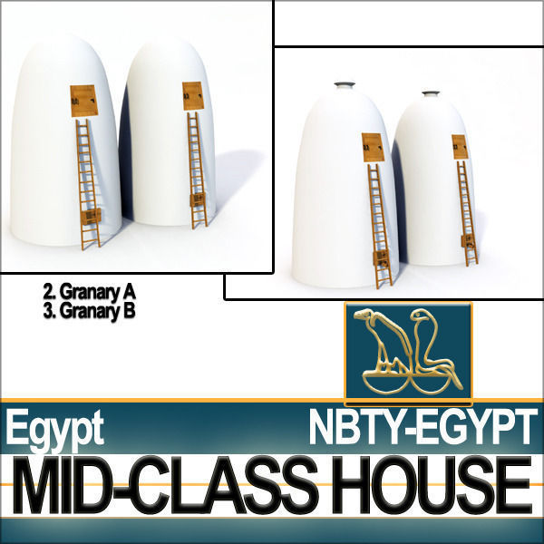 Ancient Egyptian Middle Class Complete House and Set Inter 3D model_16