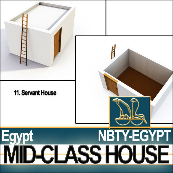Ancient Egyptian Middle Class Complete House and Set Inter 3D model_25