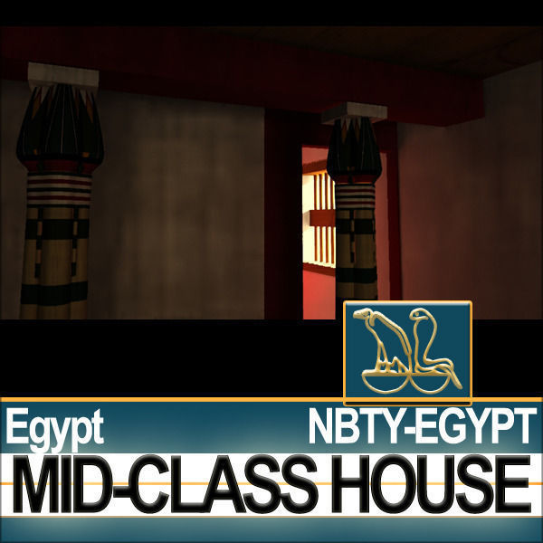 Ancient Egyptian Middle Class Complete House and Set Inter 3D model_12