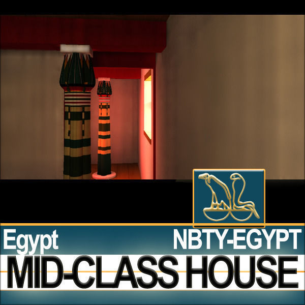 Ancient Egyptian Middle Class Complete House and Set Inter 3D model_10