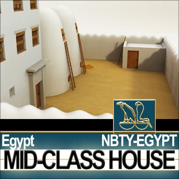 Ancient Egyptian Middle Class Complete House and Set Inter 3D model_5