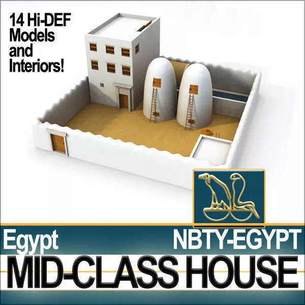 Ancient Egyptian Middle Class Complete House and Set Inter 3D model_0