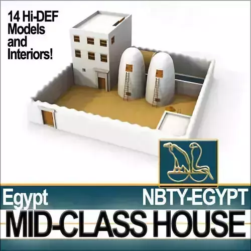 Ancient Egyptian Middle Class Complete House and Set Inter 3D model