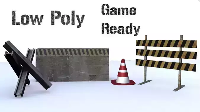 Barriers game ready road signs and cones