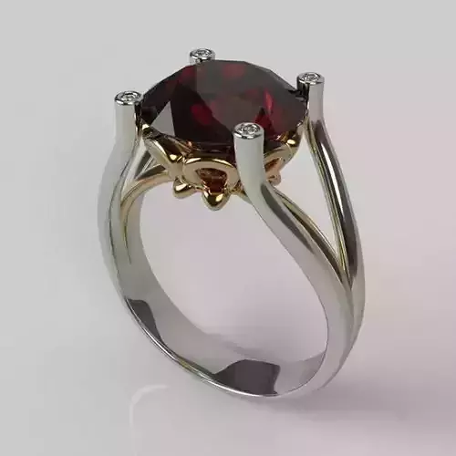 Big Ruby Round Stone Ring