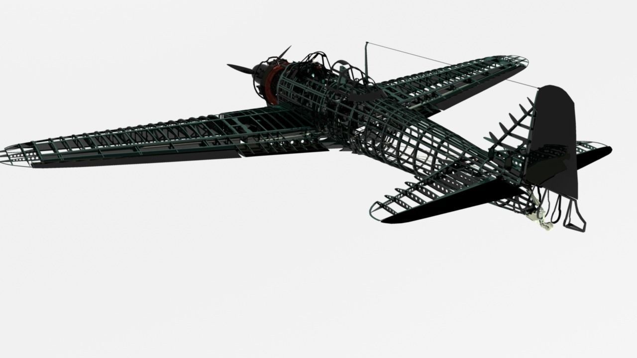 Mitsubishi A6M Zero framework 3D model_3