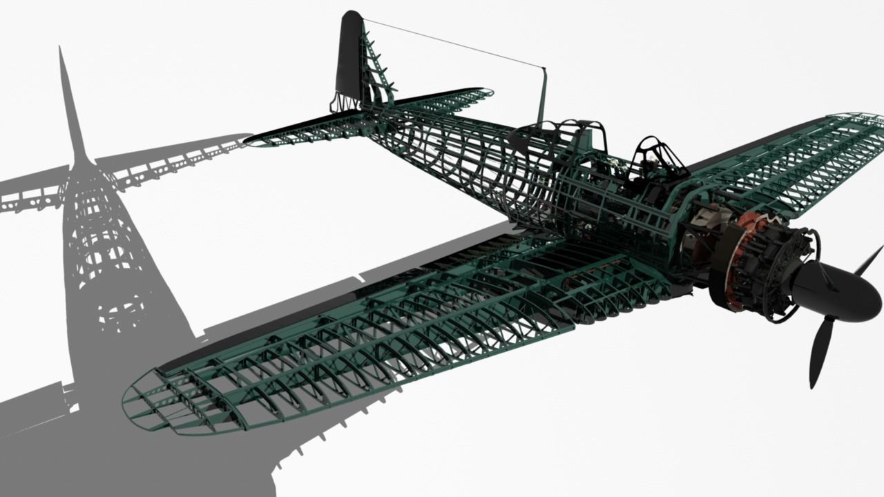 Mitsubishi A6M Zero framework 3D model_4