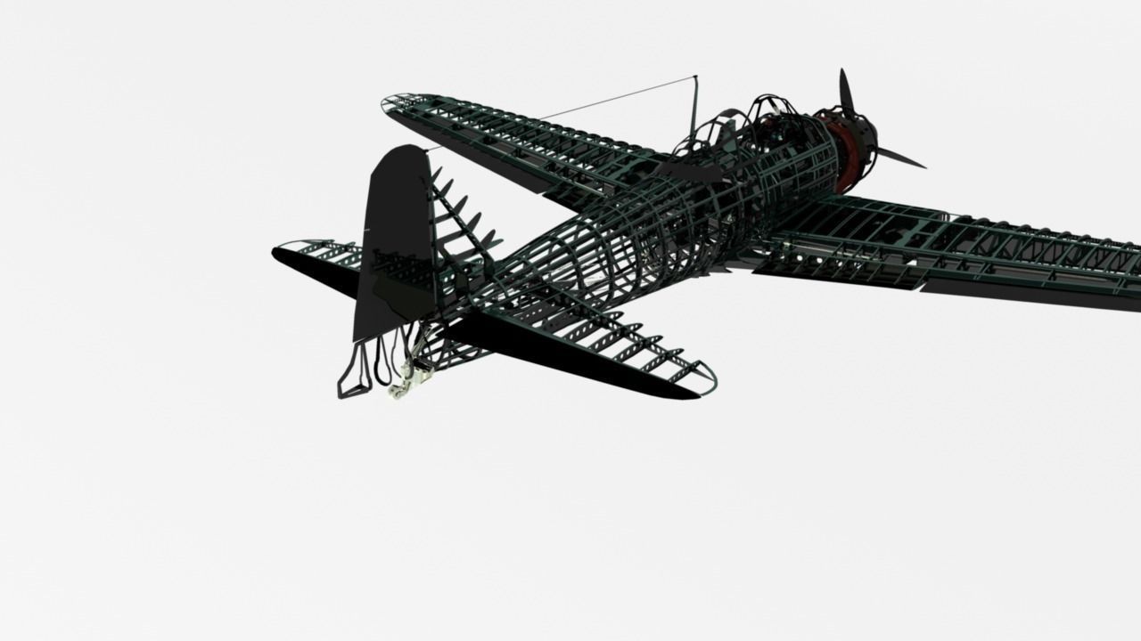 Mitsubishi A6M Zero framework 3D model_6