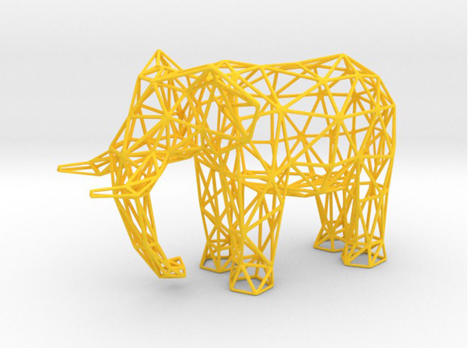 Elephant Wireframe 3D print model_5