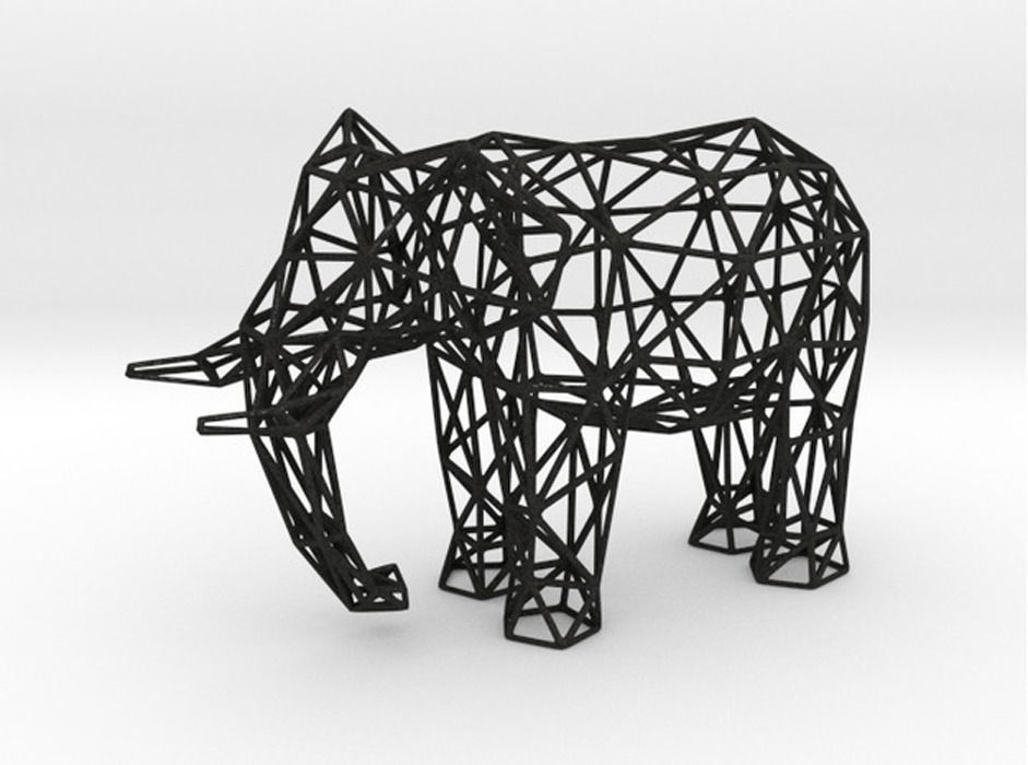 Elephant Wireframe 3D print model_4