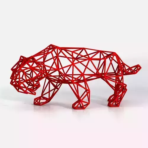 Saber Toothed Tiger Wireframe 3D print model