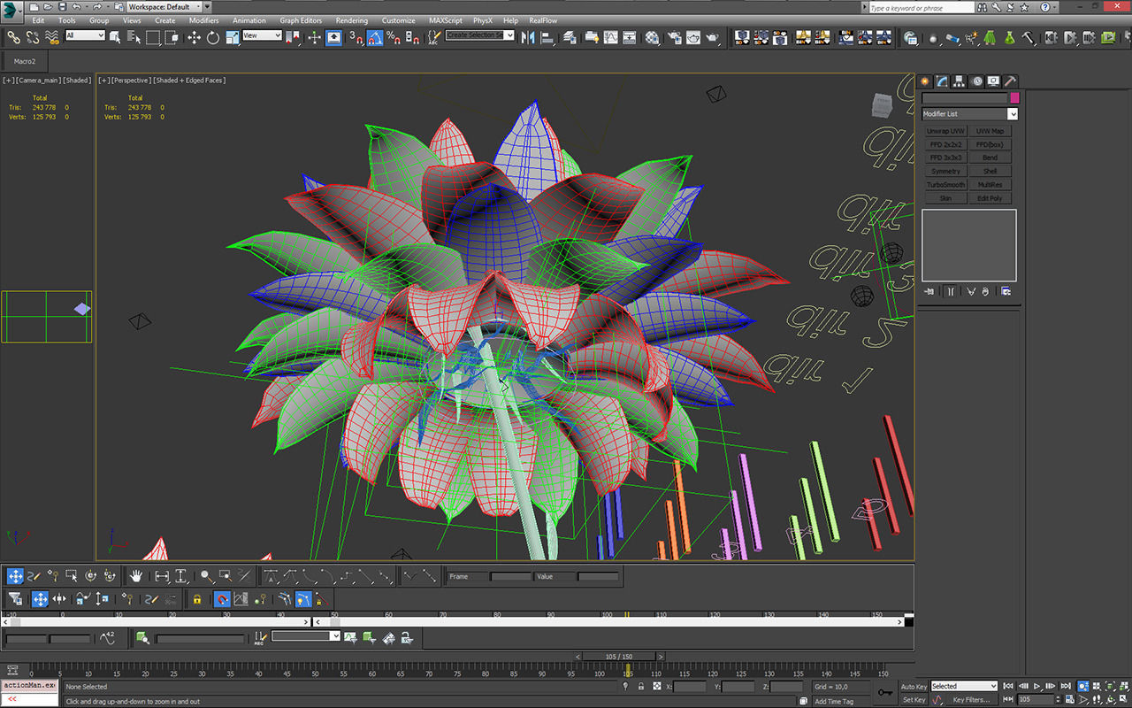 Aster lotus flower 3D model_6