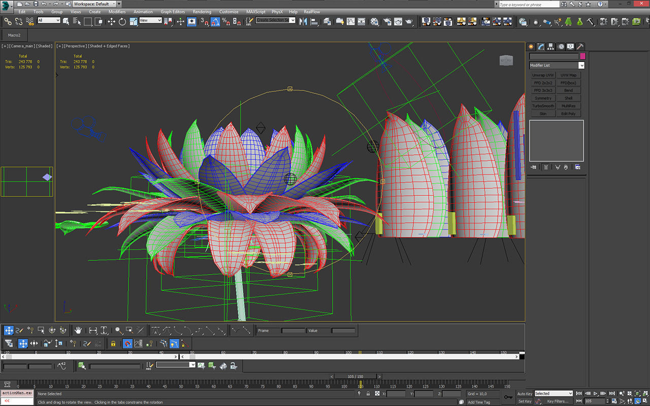 Aster lotus flower 3D model_7