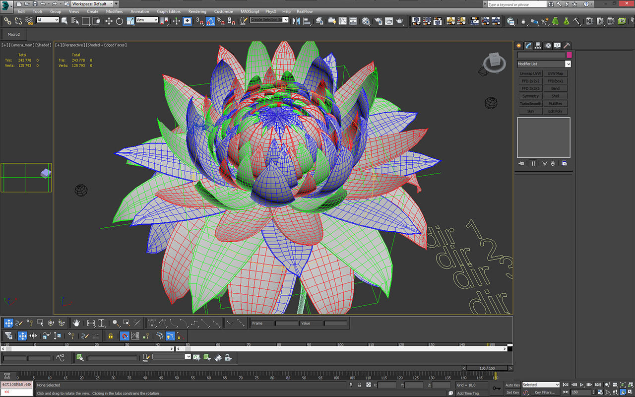 Aster lotus flower 3D model_5