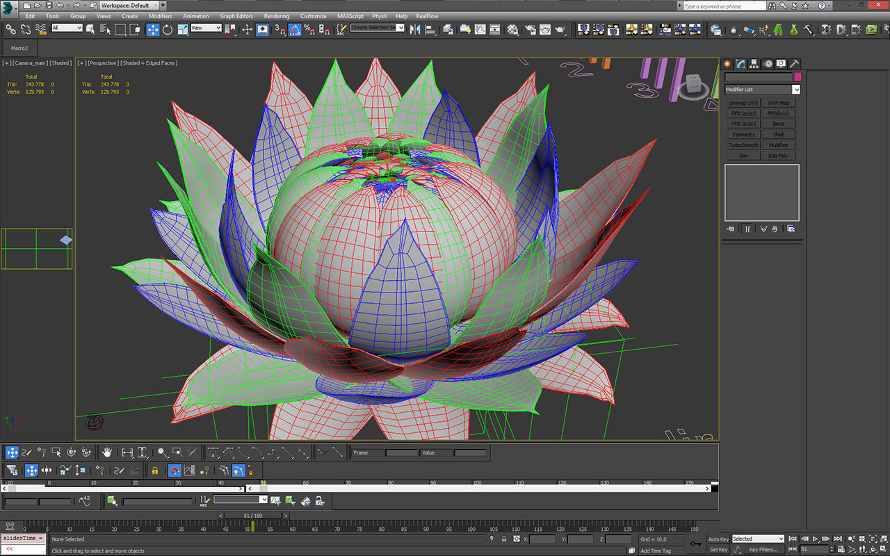 Aster lotus flower 3D model_10