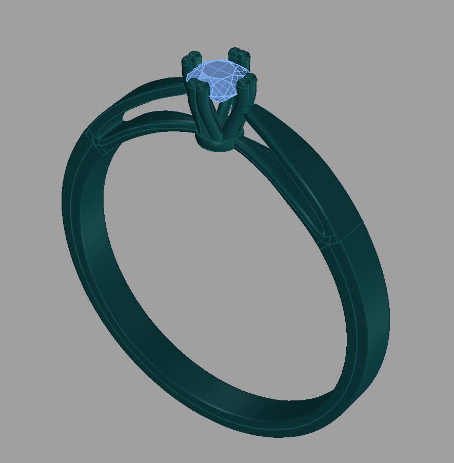 Ring gold engagement with ruby 3D print model_7