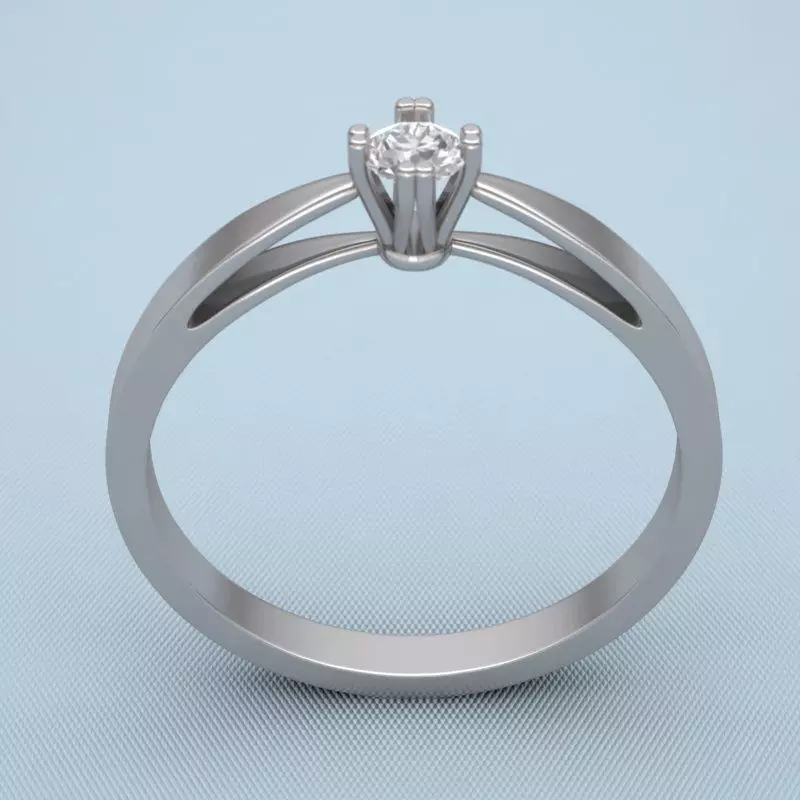 Ring gold engagement with ruby 3D print model_0