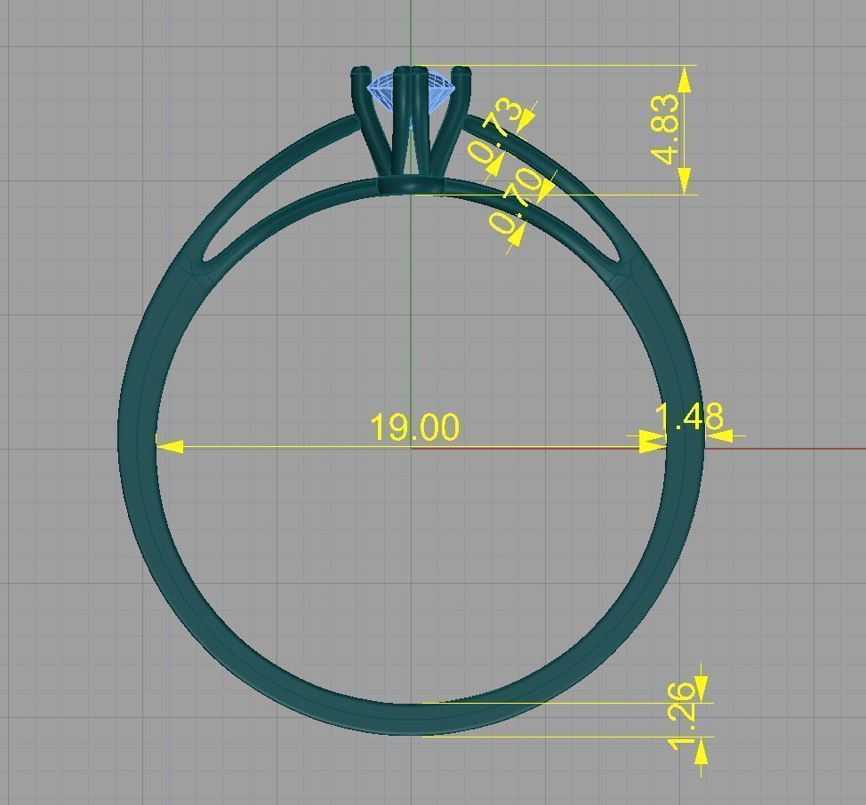 Ring gold engagement with ruby 3D print model_5