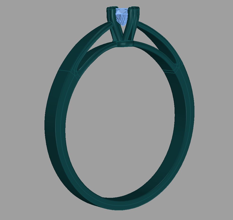 Ring gold engagement with ruby 3D print model_8