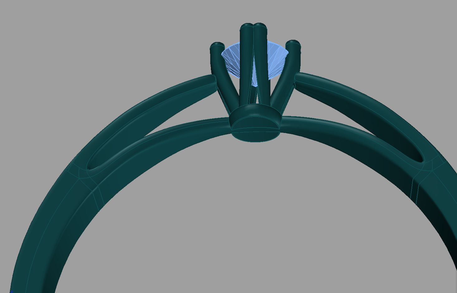 Ring gold engagement with ruby 3D print model_11