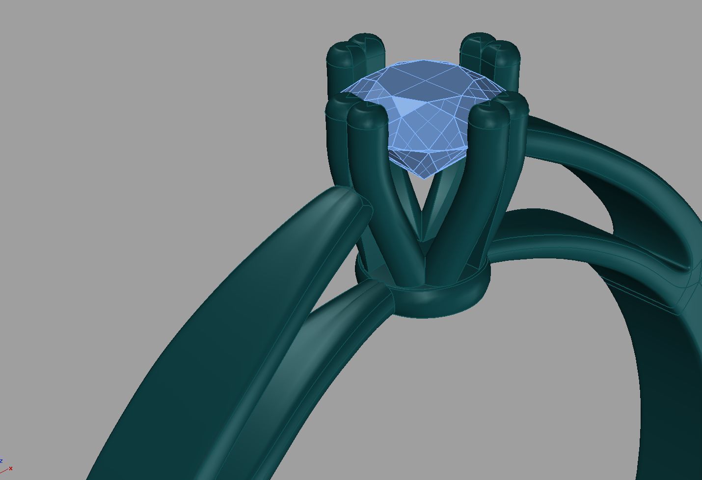 Ring gold engagement with ruby 3D print model_10