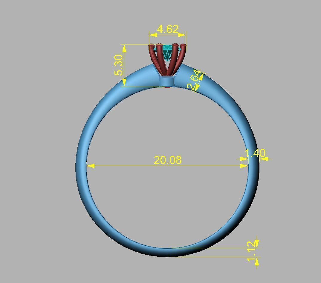 Ring77 gold engagement ring with diamond 3D print model_5