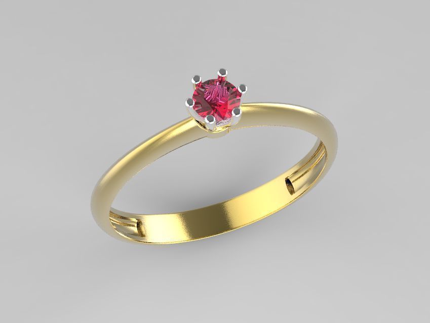 Ring77 gold engagement ring with diamond 3D print model_3