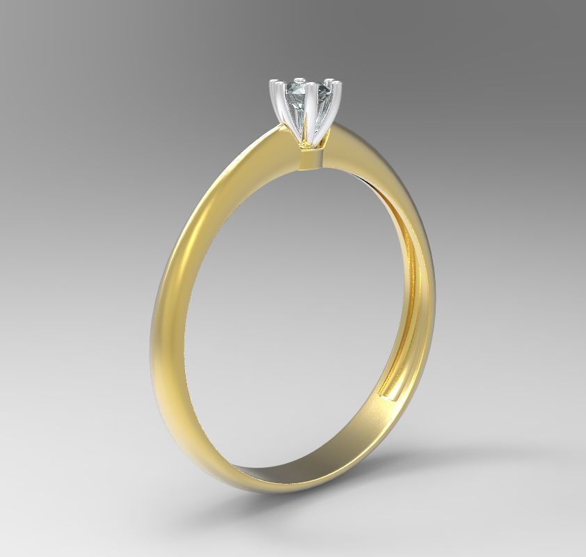 Ring77 gold engagement ring with diamond 3D print model_1