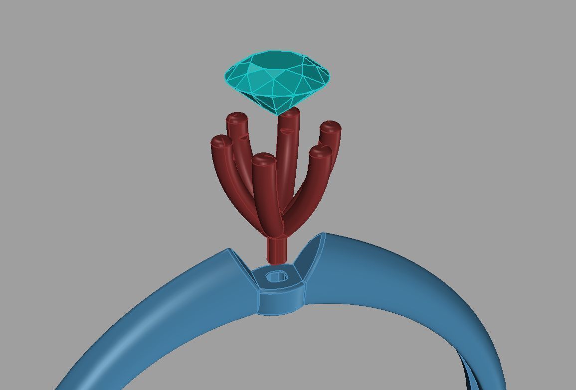 Ring77 gold engagement ring with diamond 3D print model_7