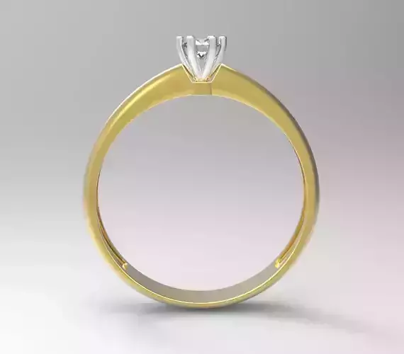 Ring77 gold engagement ring with diamond 3D print model