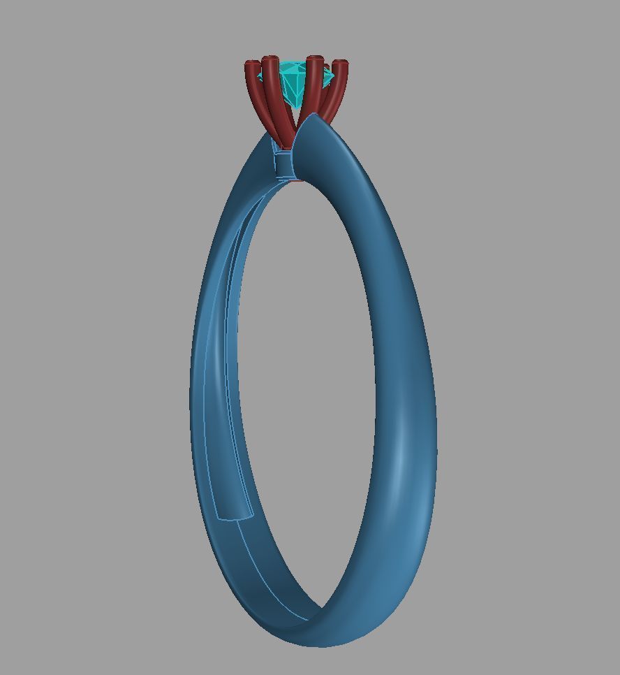 Ring77 gold engagement ring with diamond 3D print model_6