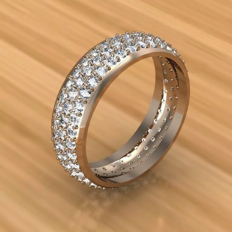 Ring wedding with diamonds 3D print model_0