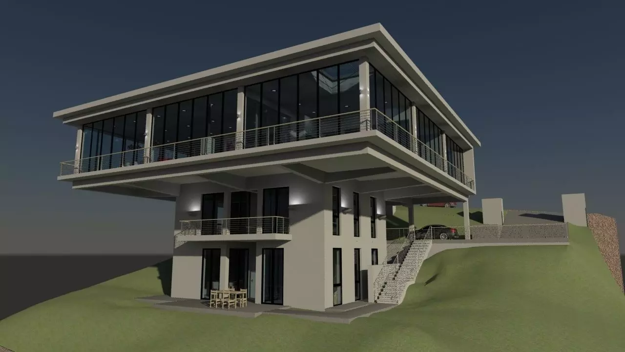 Amazing Cantilever House 3D model_0