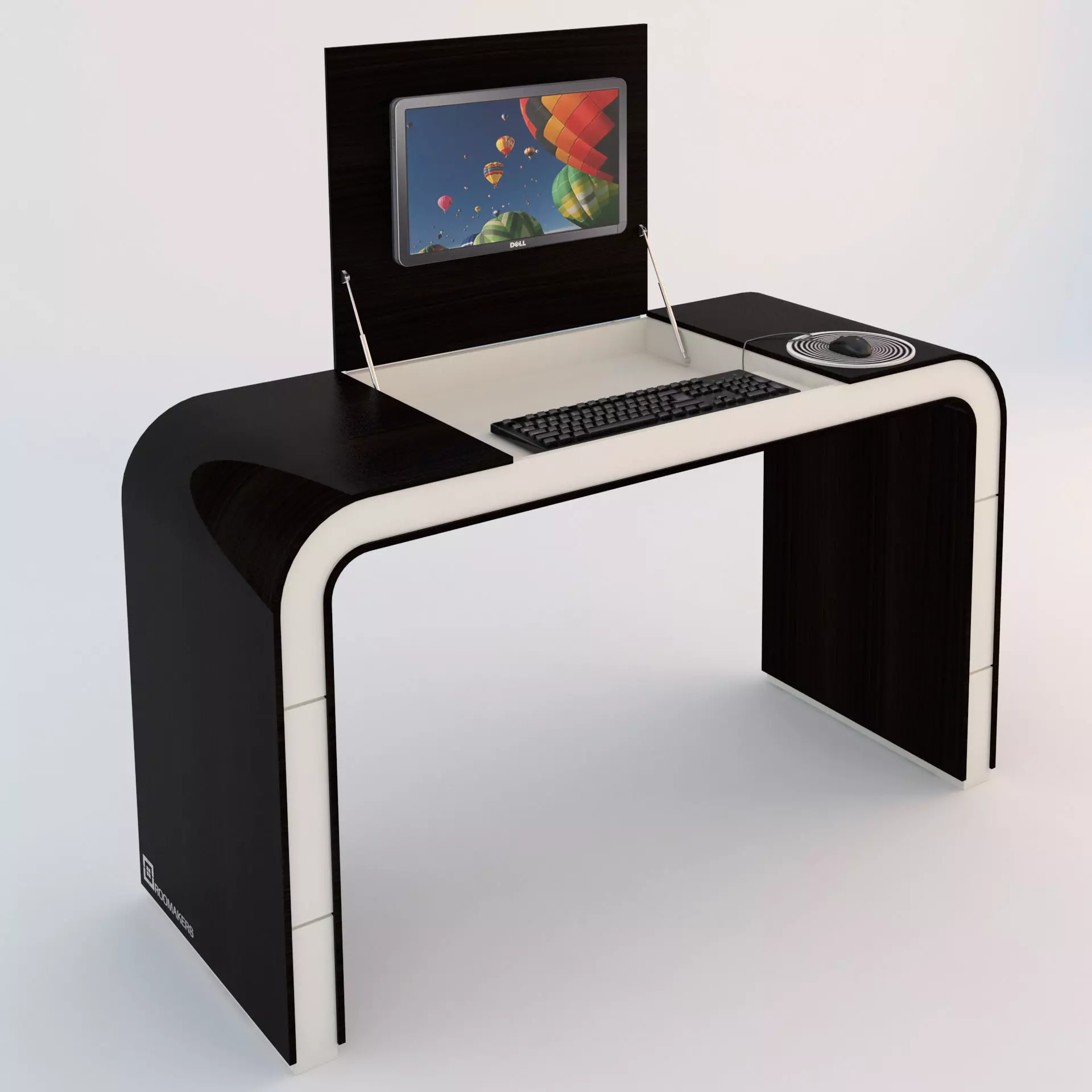 PC Table Low-poly 3D model_0