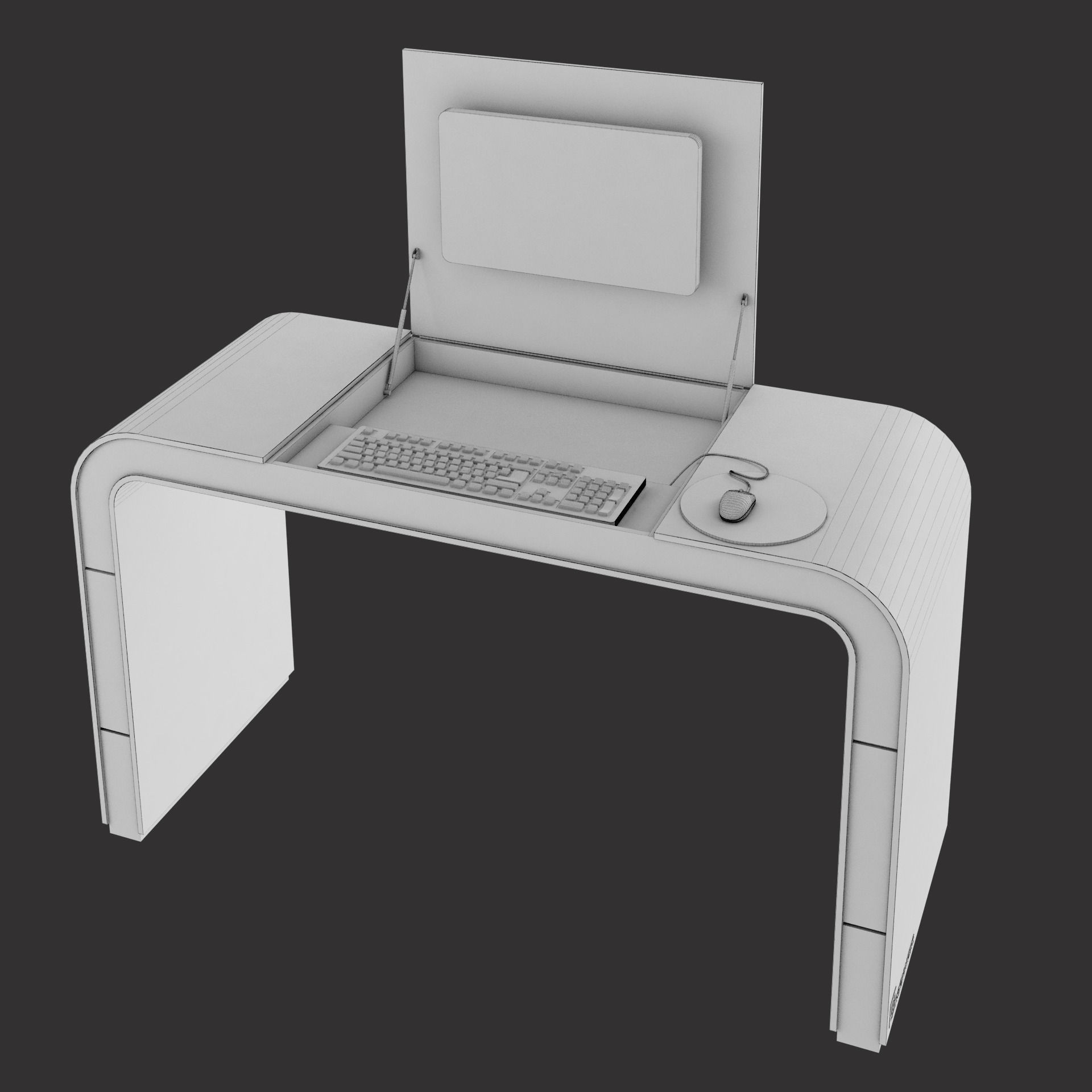 PC Table Low-poly 3D model_5