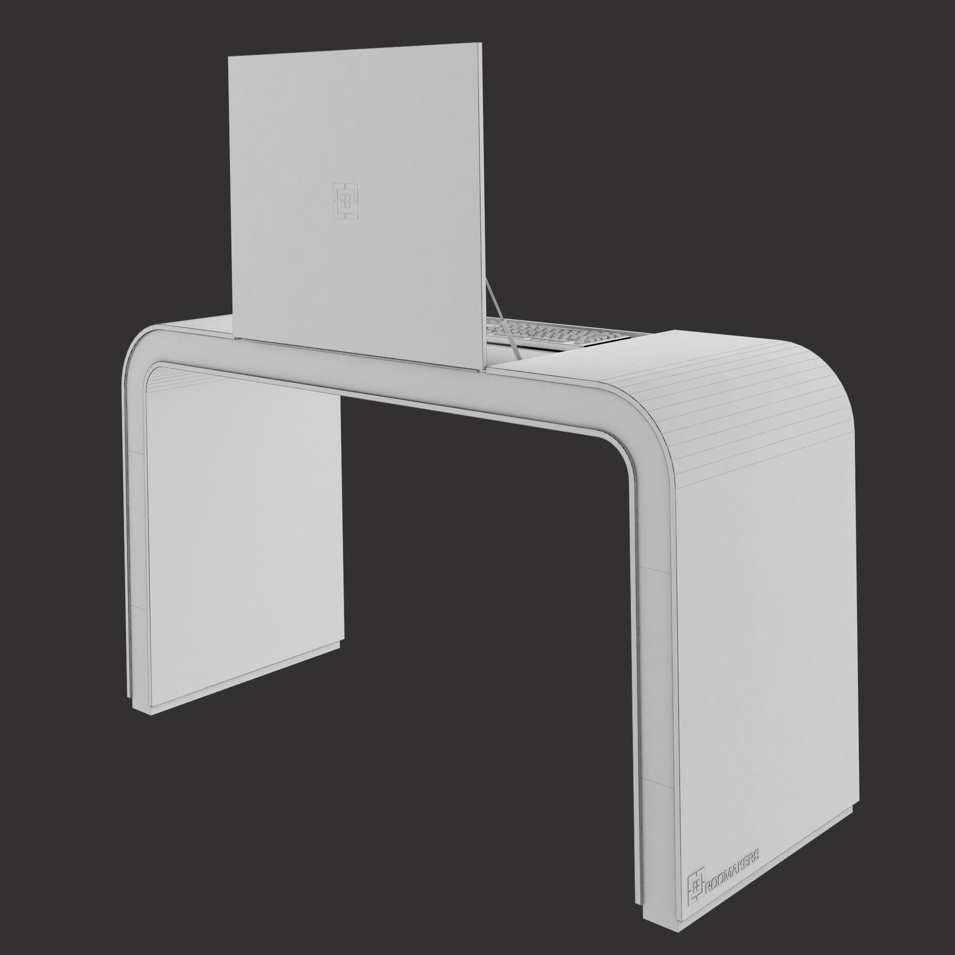 PC Table Low-poly 3D model_4