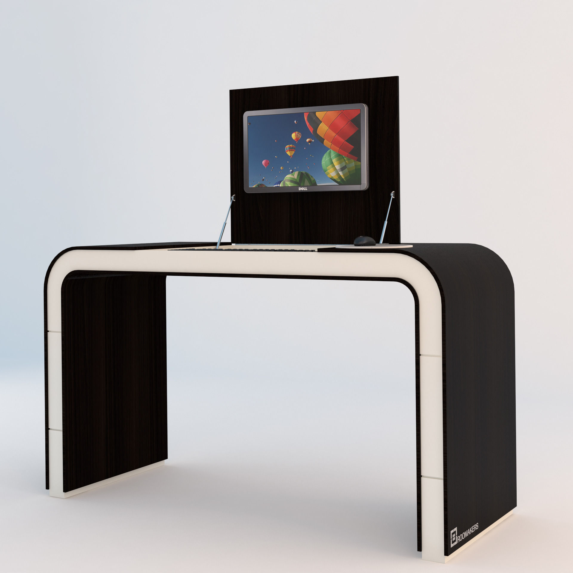 PC Table Low-poly 3D model_1