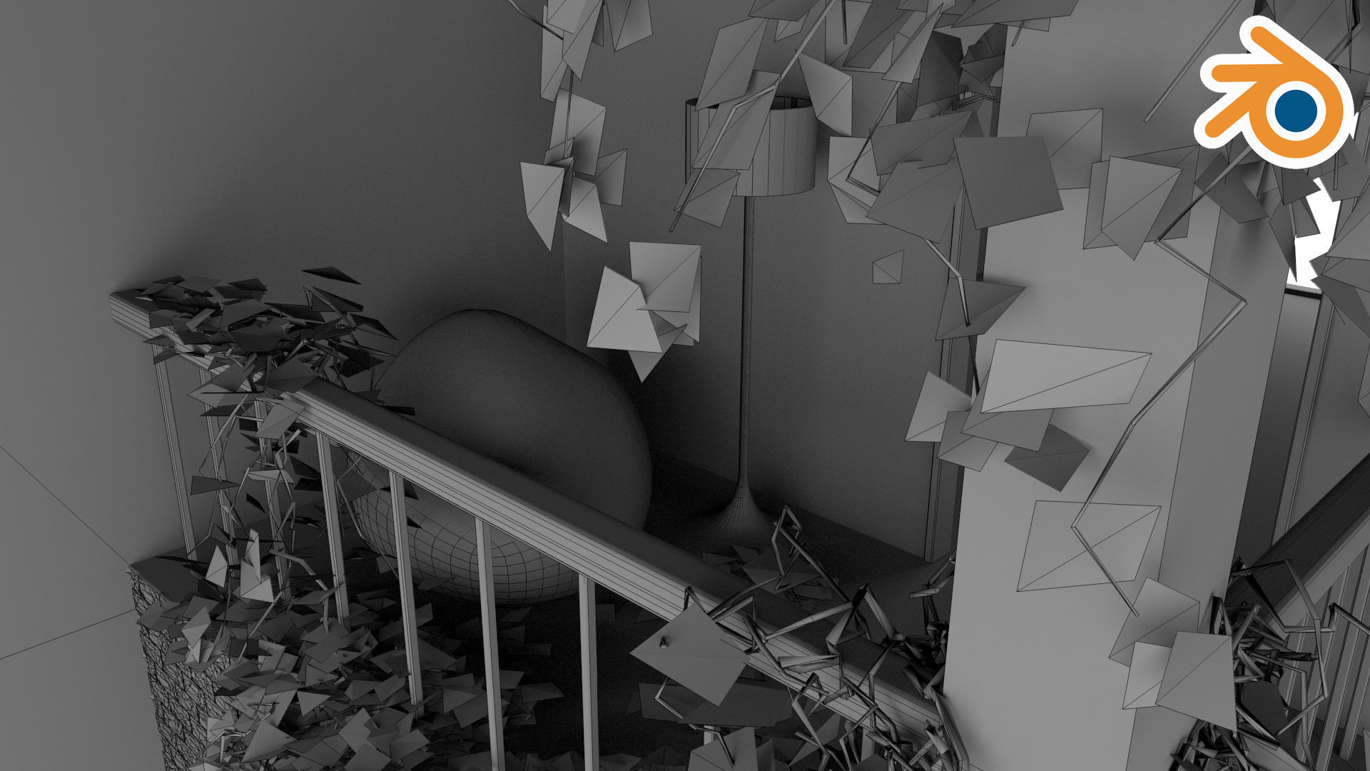 Modern loft with living room kitchen and balcony Low-poly 3D model_2