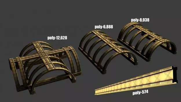 Modular Beam Low-poly 3D model_0