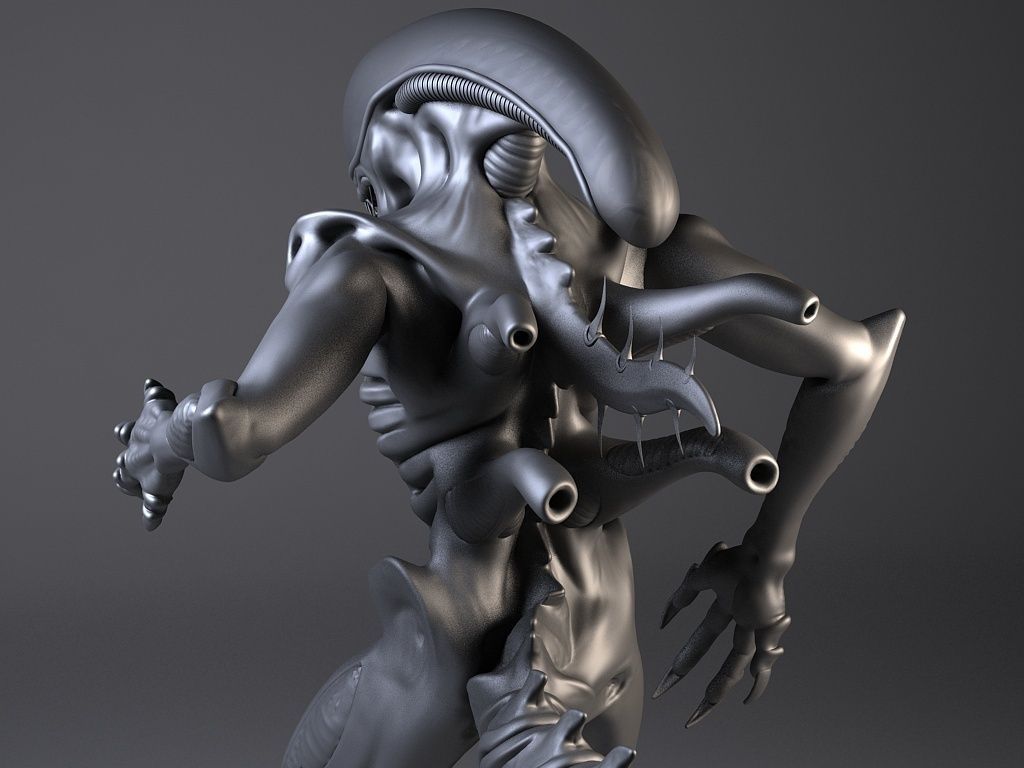 Alien Xenomorph Rigged 3D model_10