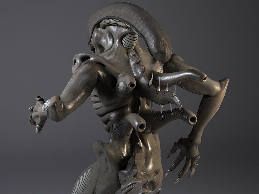 Alien Xenomorph Rigged 3D model_4